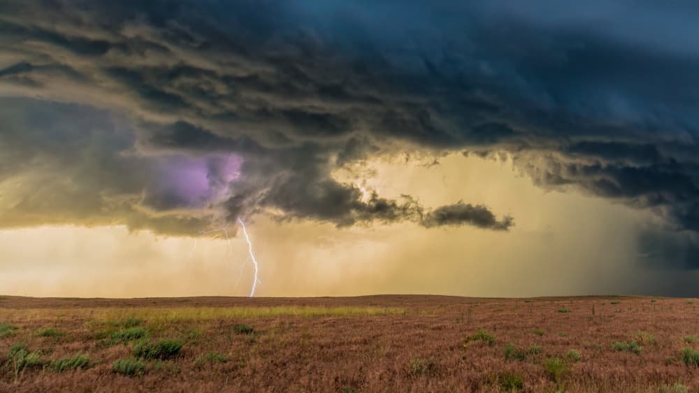 Lightning Over Prairie Storm by Jun Zuo — canvas wall art