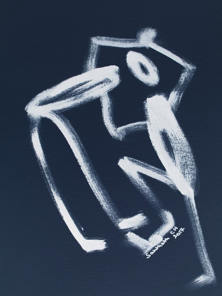 Contemplative Line Drawing by Santhosh ch — canvas wall art