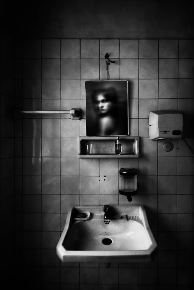 Moody Bathroom Reflection by Jose C. Lobato — canvas wall art