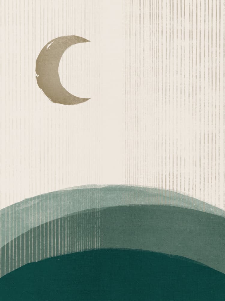 Serene Green Moonscape by Ema Paraschiv — canvas wall art