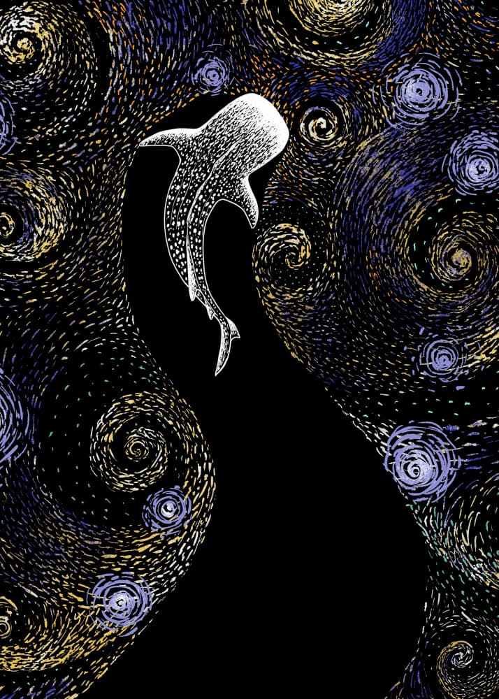 Whale Shark Starry Night by Alirıza ÇAKIR — canvas wall art