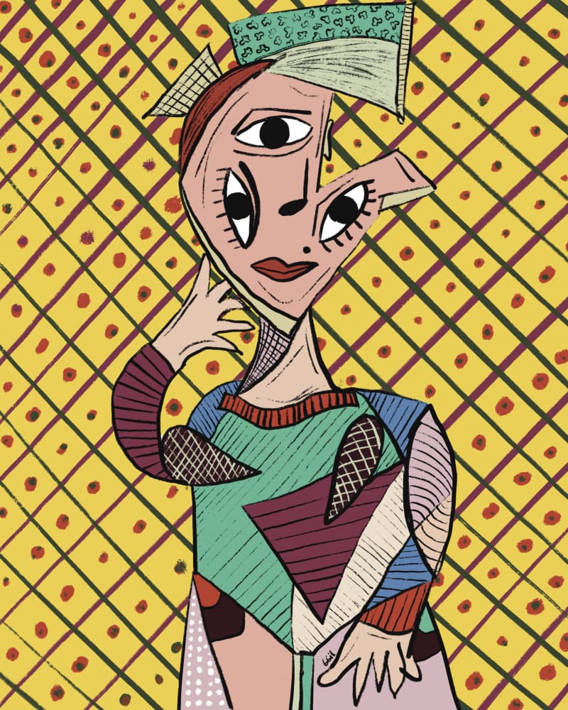 Vibrant Cubist Portrait by GIovanna Gil Alves — canvas wall art