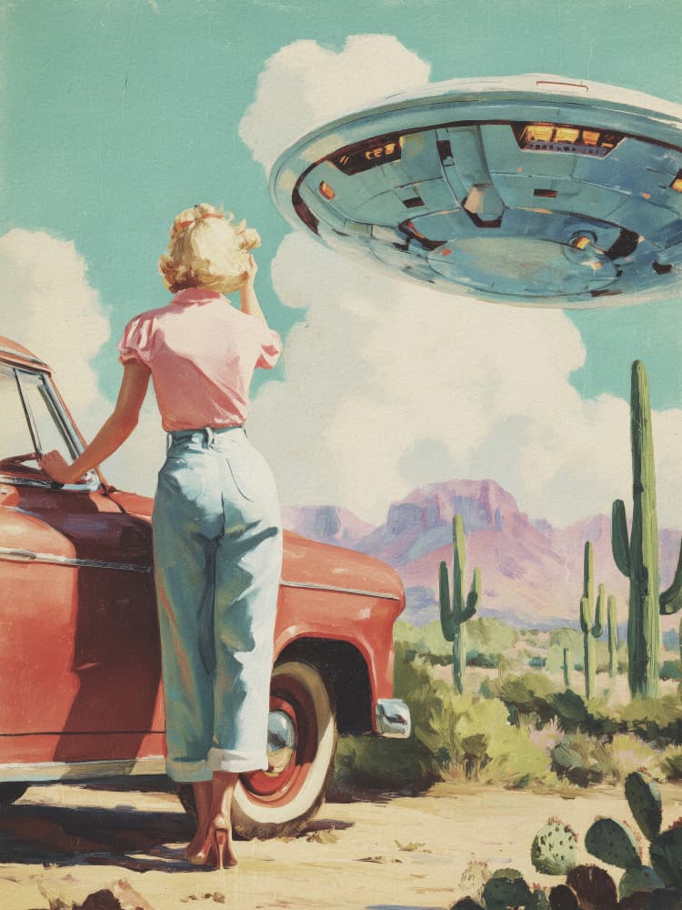 Retro Desert Encounter by Andreas Magnusson — canvas wall art