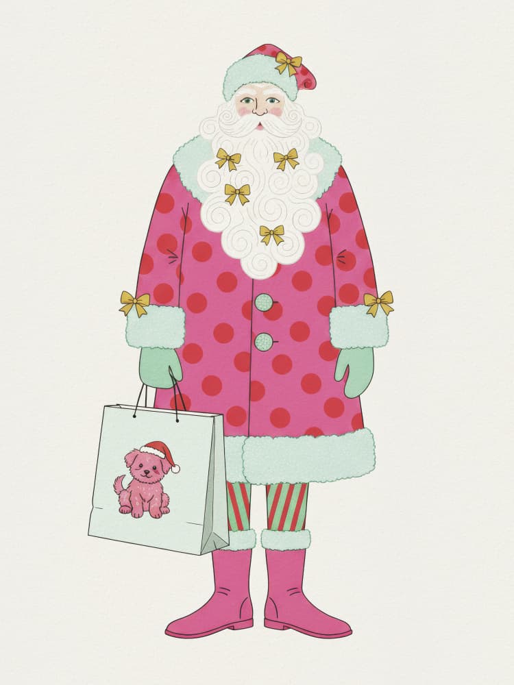 Whimsical Pink Santa by Andreas Magnusson — canvas wall art