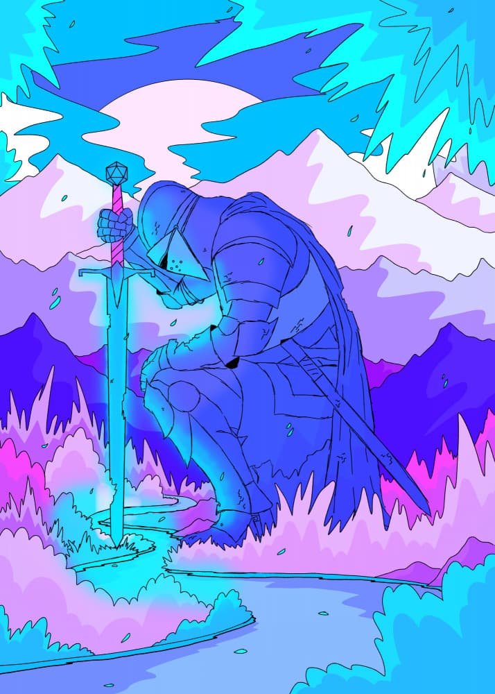 Fantasy D20 Knight by Stephen Wade — canvas wall art