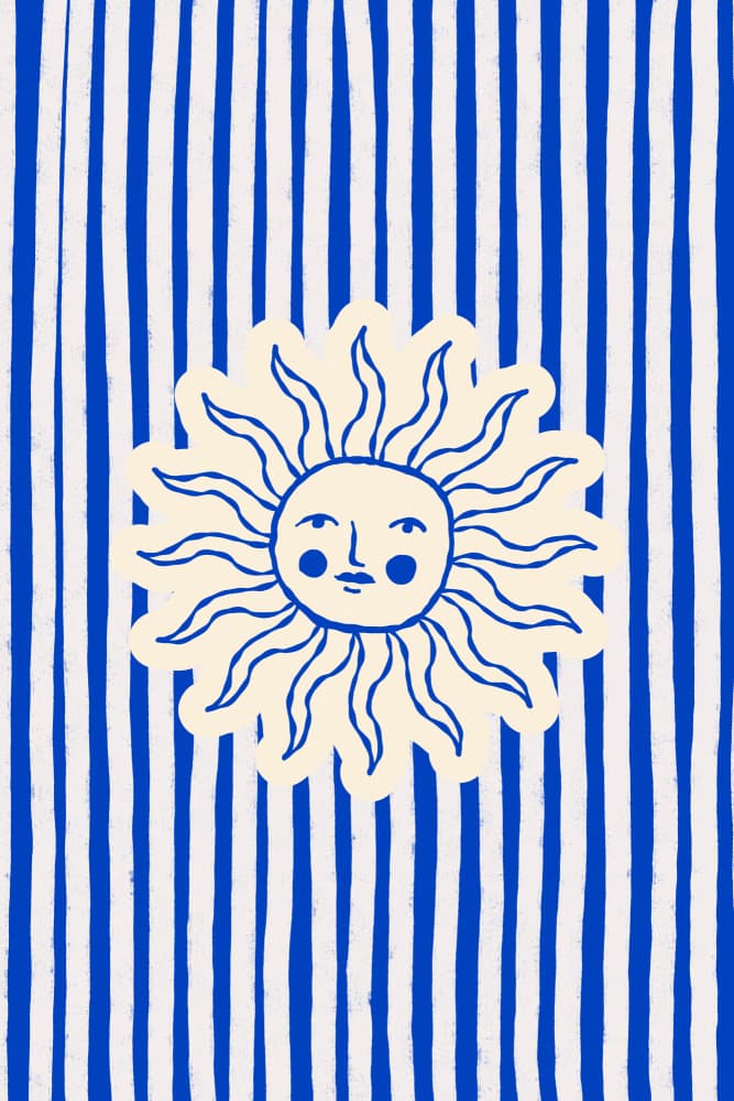 Happy Striped Sun by Treechild — canvas wall art