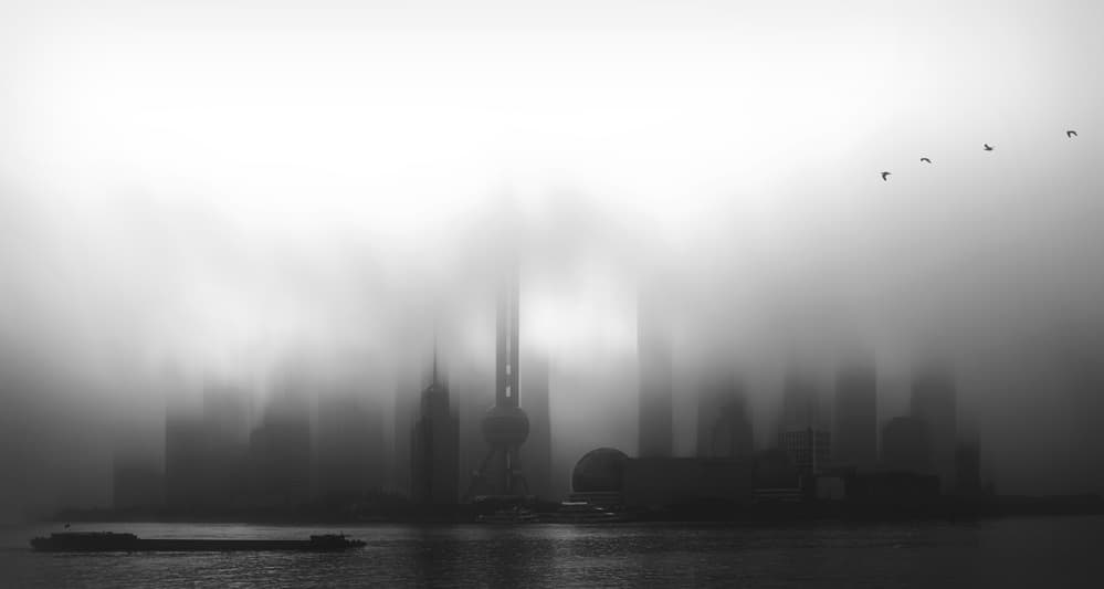 Misty City Skyline by Fabrizio Massetti — canvas wall art