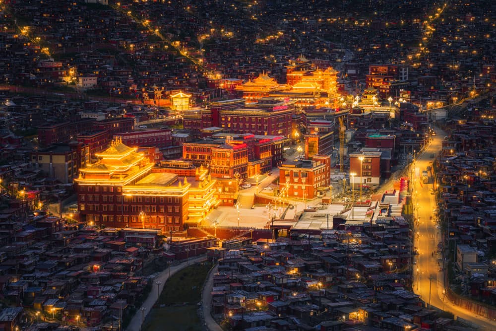 Golden Monastery Night by Yuan Cui — canvas wall art