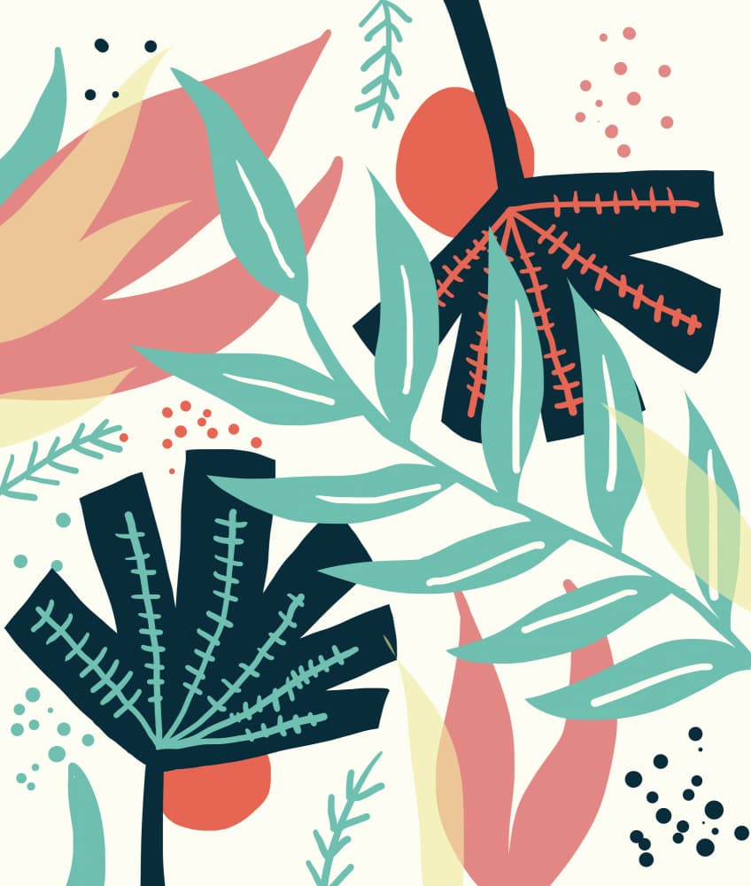Abstract Tropical Leaves by Uma Gokhale — canvas wall art