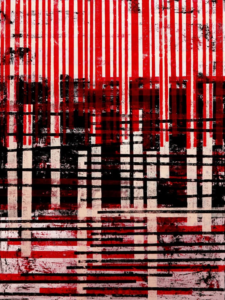 Red Black Geometric Abstract by Petr Strnad — canvas wall art