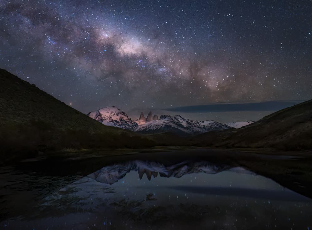Milky Way Paine Towers Reflection by Ruiqing P. — canvas wall art