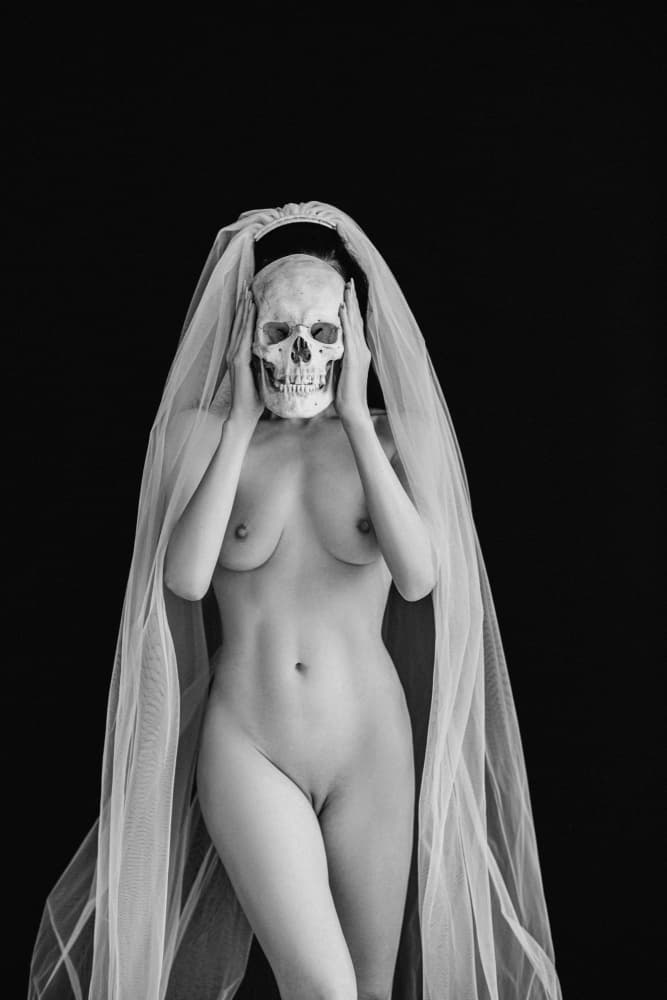 Santa Muerte BW by Zanna — canvas wall art