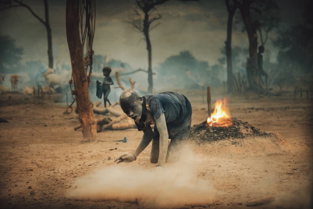 Dusty Man Village Fire by Svetlin Yosifov — canvas wall art