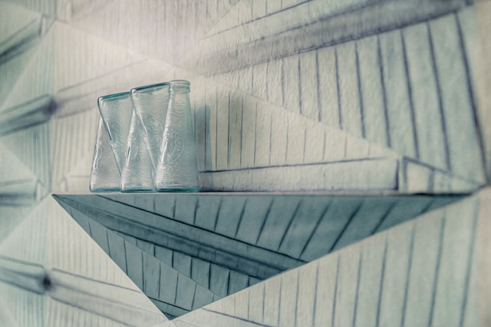 Modern Geometric Bottles by Roswitha Schleicher-Schwarz — canvas wall art