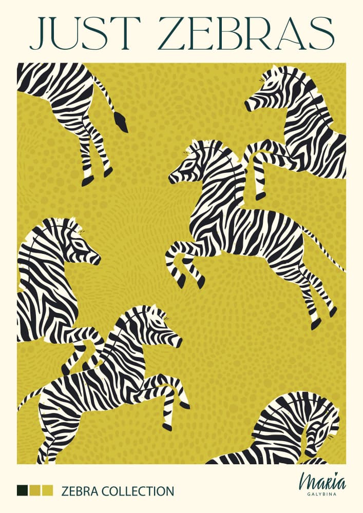 Playful Zebras by Maria Galybina — canvas wall art