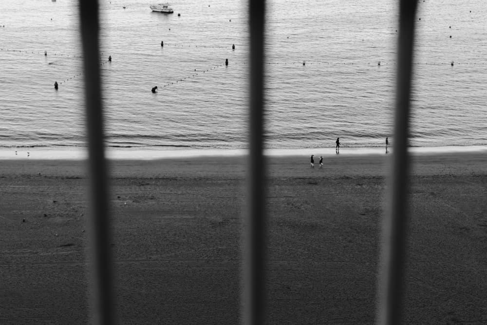 Beach View Beyond Bars by Aimee Giles — canvas wall art