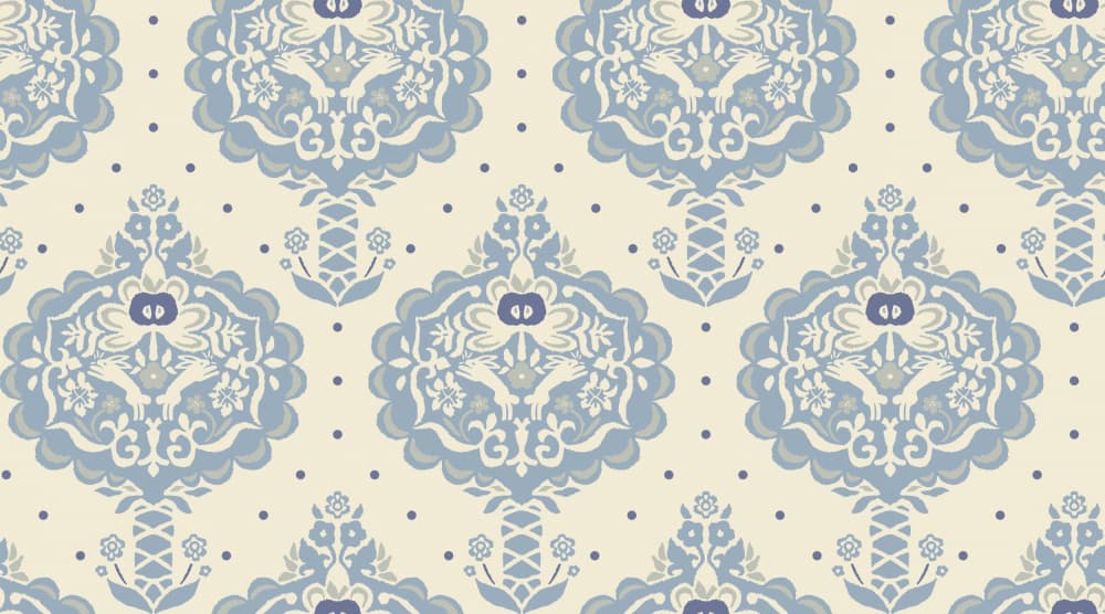 Elegant Damask Bird Pattern by Annick — canvas wall art