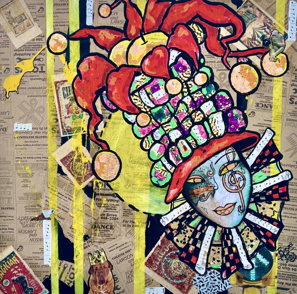 Whimsical Jester Mask by Anda Bieza — canvas wall art