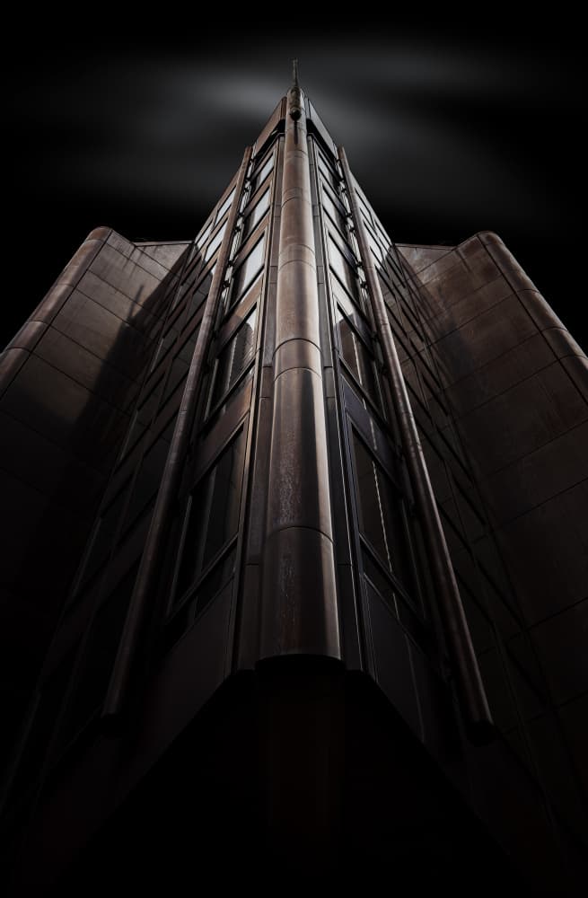 Dark Urban Skyscraper by Luigi Greco — canvas wall art