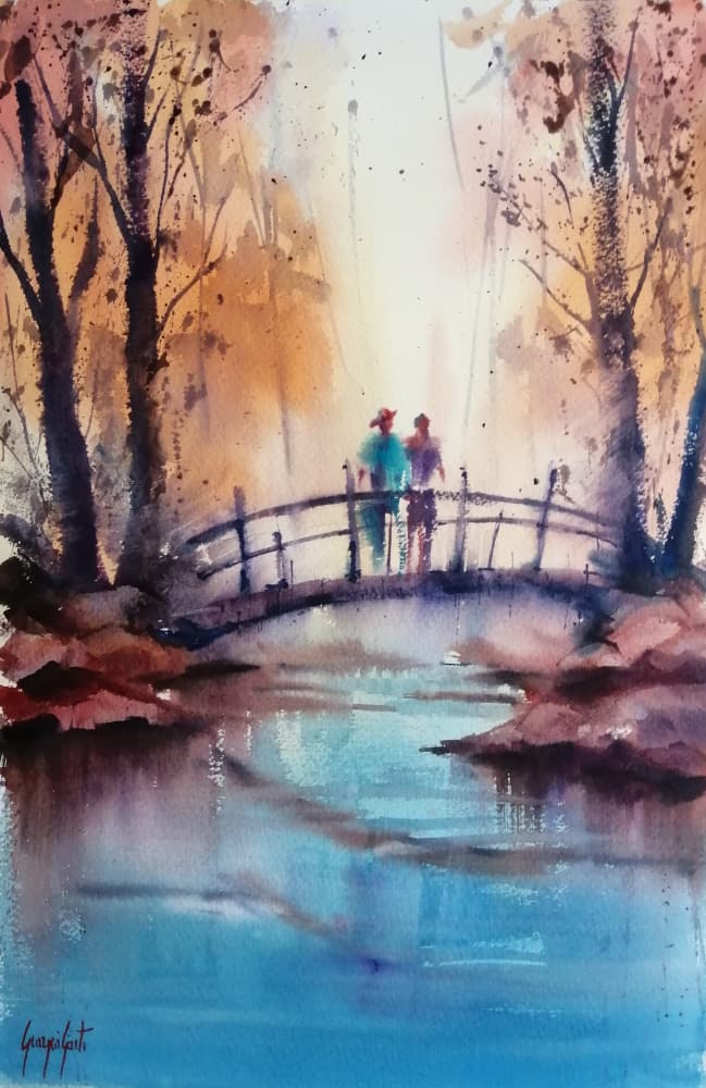 Romantic Autumn Stroll by Giorgio Gosti — canvas wall art