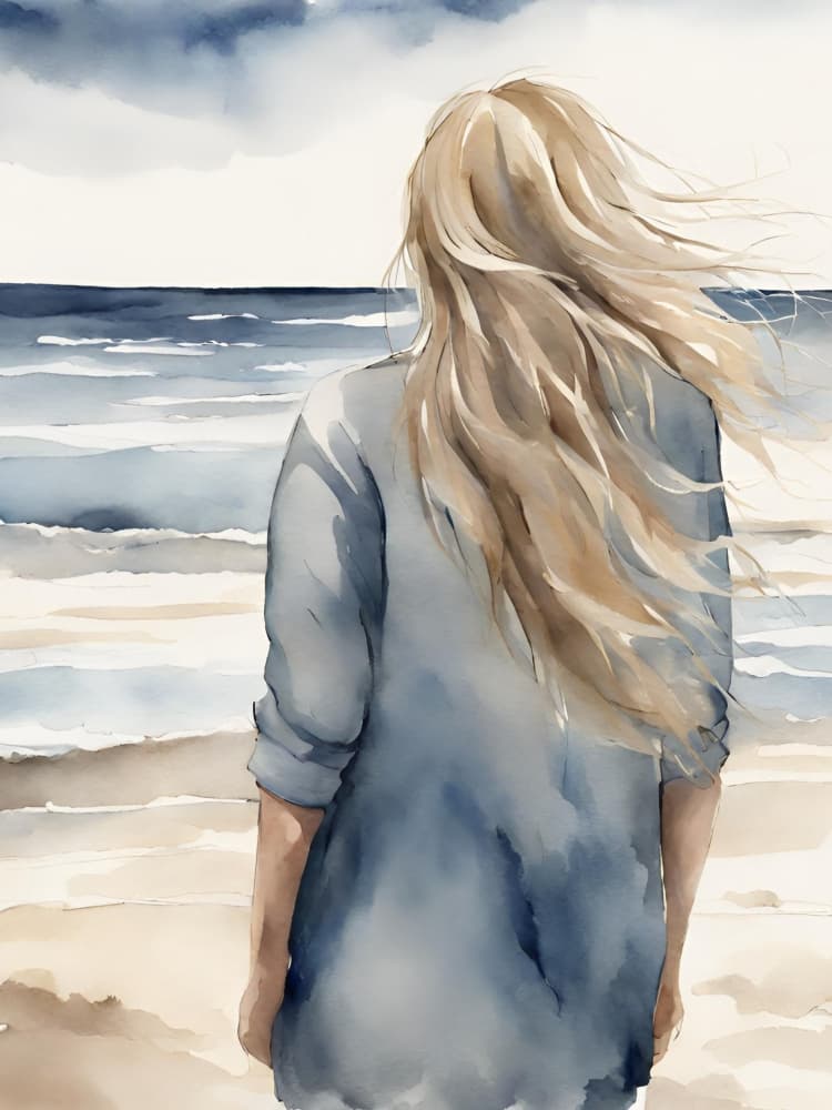 Peaceful Beach Gaze by Ohkimiko — canvas wall art