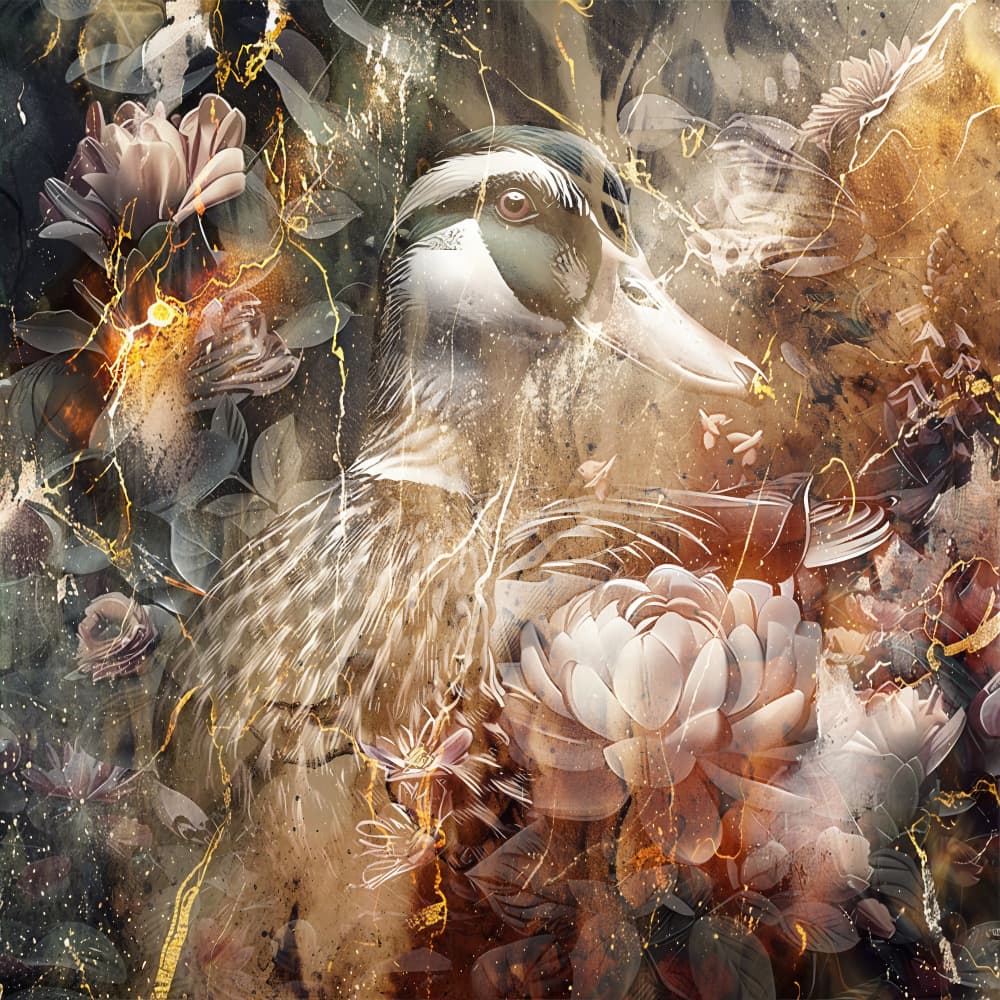 Dreamy Golden Duck by Rafal Kulik — canvas wall art