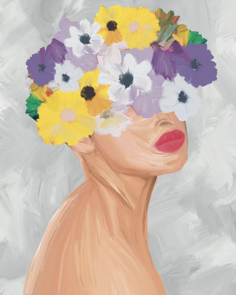 Vibrant Flower Crown by GIovanna Gil Alves — canvas wall art
