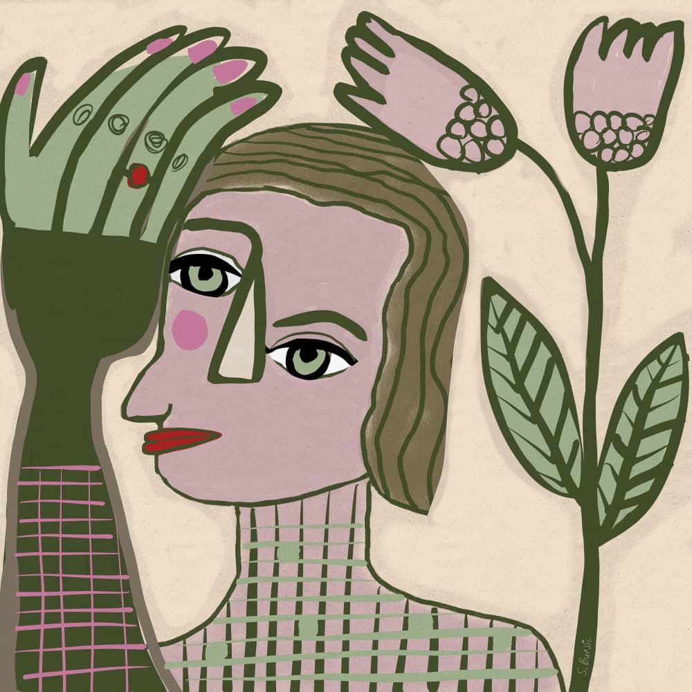Stylized Woman Floral Profile by Sharyn Bursic — canvas wall art