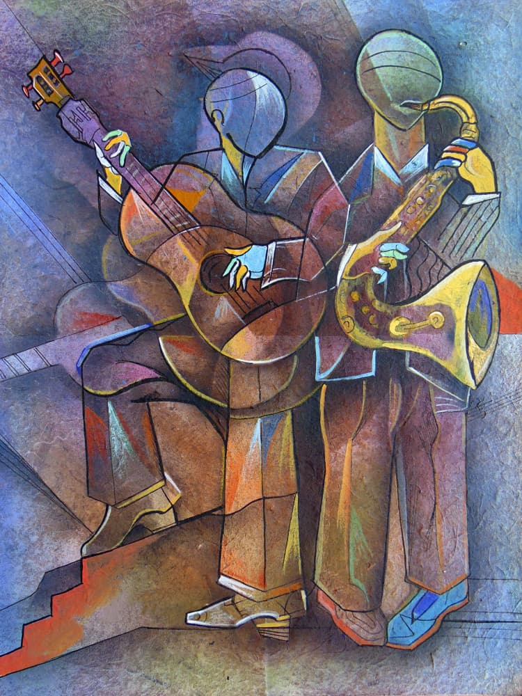 Cubist Jazz Duo by Ricardo Maya — canvas wall art