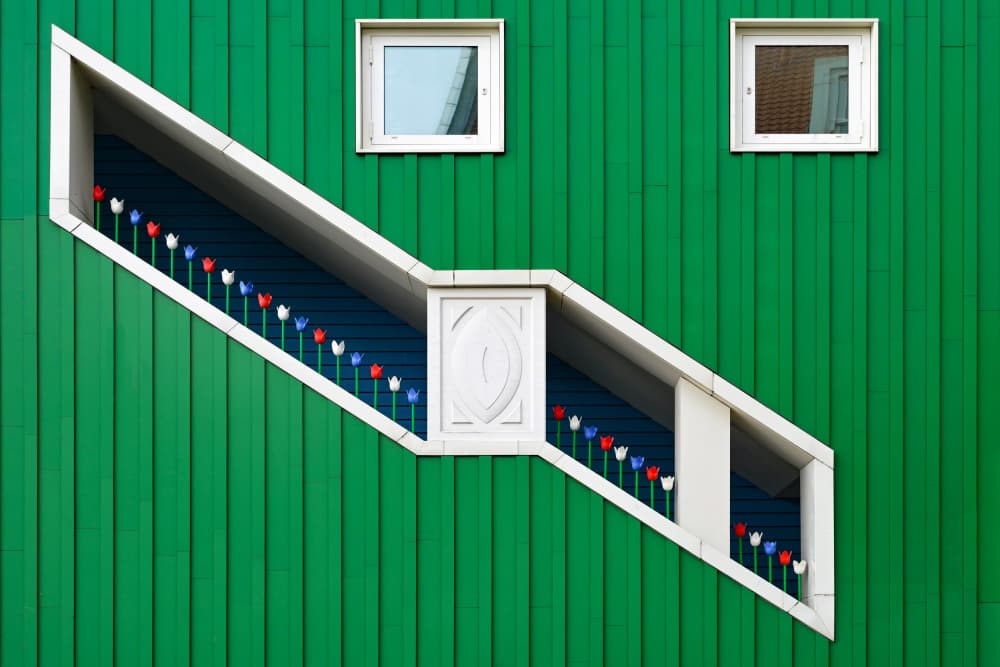 Vibrant Green Architecture by Linda Wride — canvas wall art