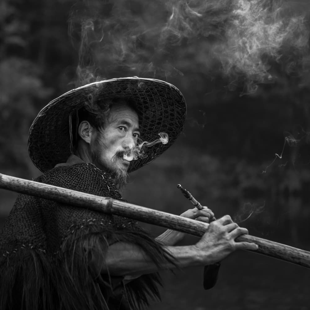 Traditional Fisherman Smoking by UU — canvas wall art