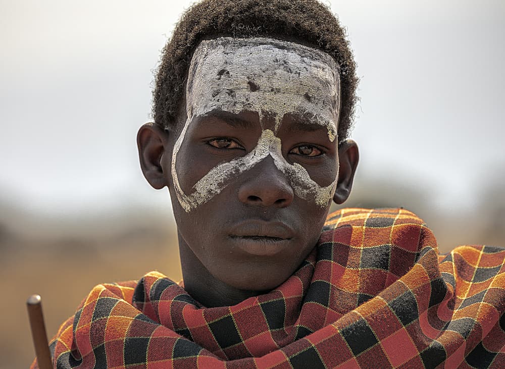 Maasai Warrior Portrait by Jois Domont ( J.L.G.) — canvas wall art