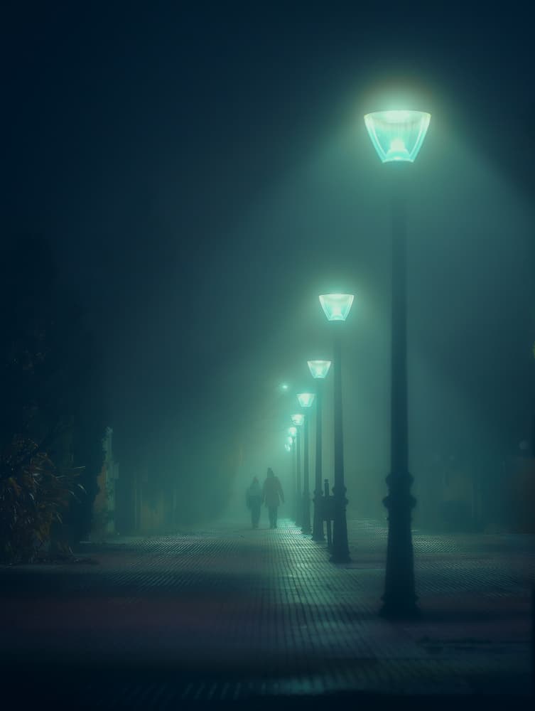 Misty Night Walk by Carlos Hernandez Martinez — canvas wall art