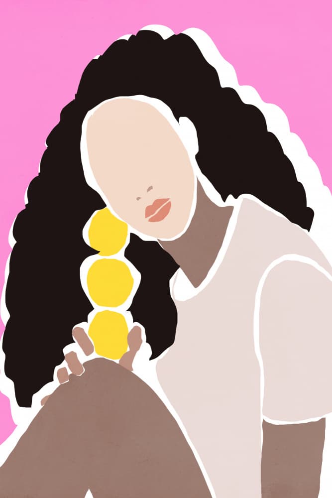 Curly Hair Pink Glow by Treechild — canvas wall art