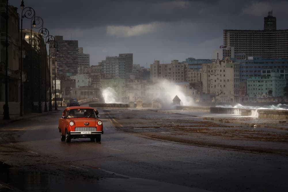 Havana Car and Waves by Dan Mirica — canvas wall art