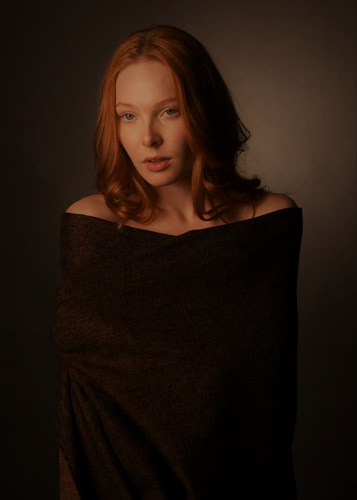 Pensive Redhead Portrait by Yoram GIL — canvas wall art