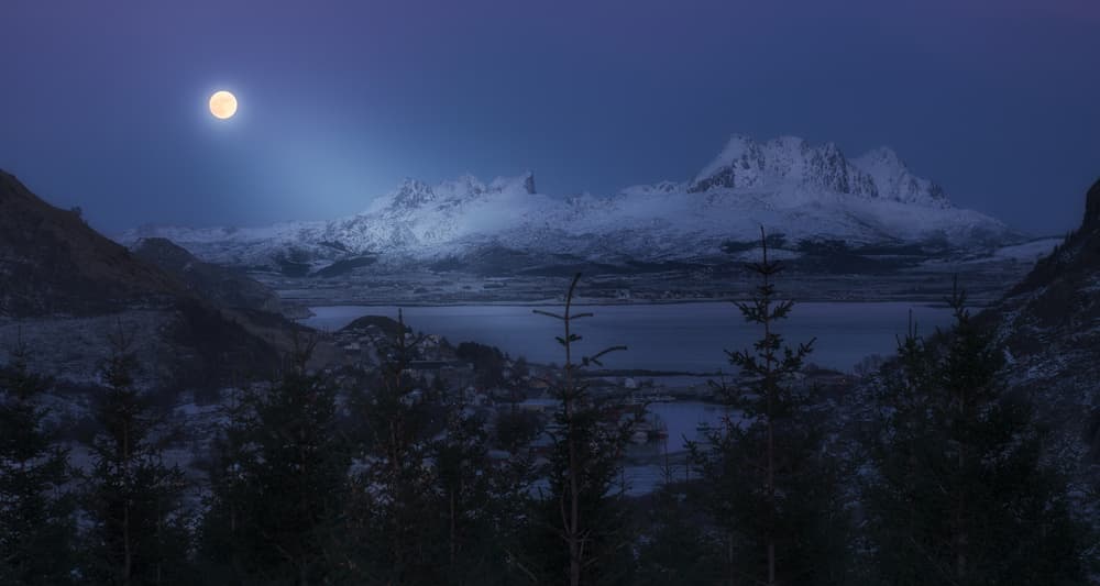 Moonlit Winter Mountains by David Martin Castan — canvas wall art