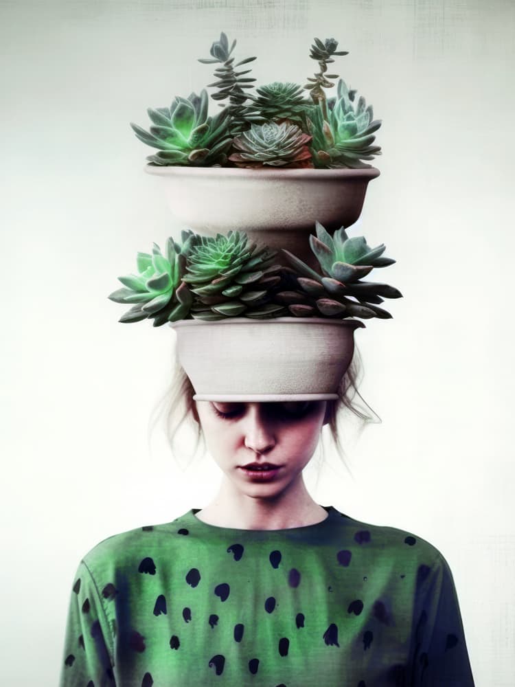 Thoughtful Succulent Portrait by Justyna Jaszke — canvas wall art