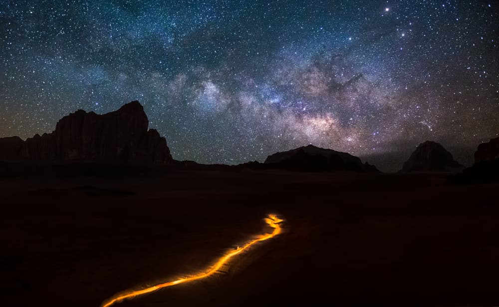 Milky Way Desert Path by Khalid Jamal — canvas wall art