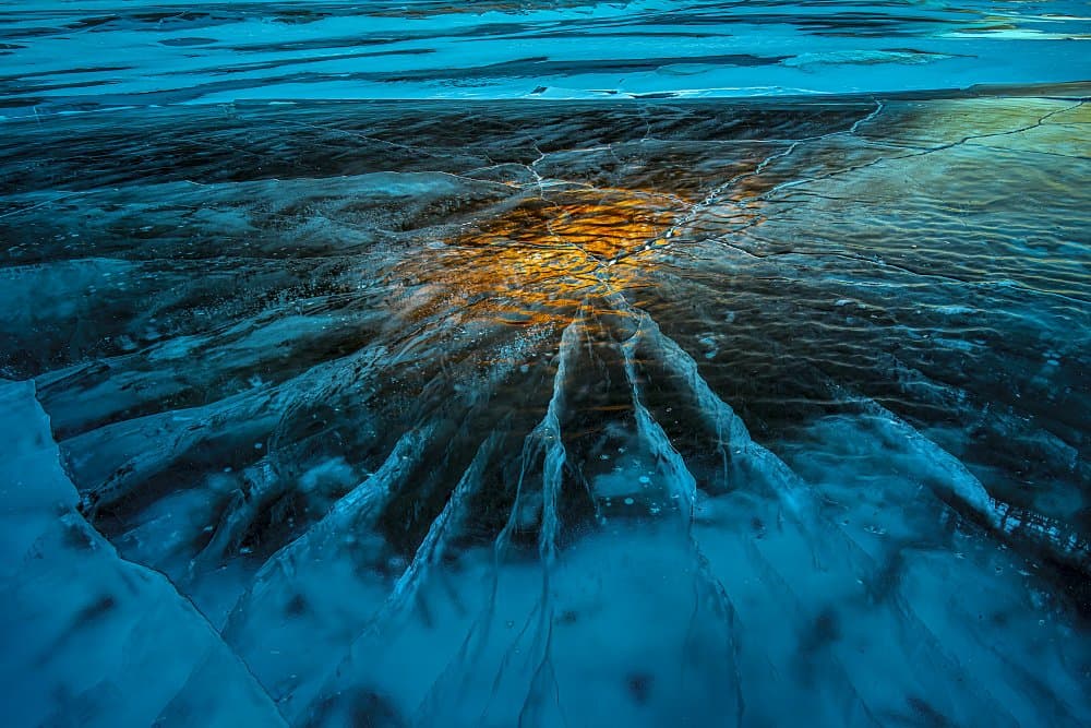 Golden Light on Ice by Judy Tseng — canvas wall art