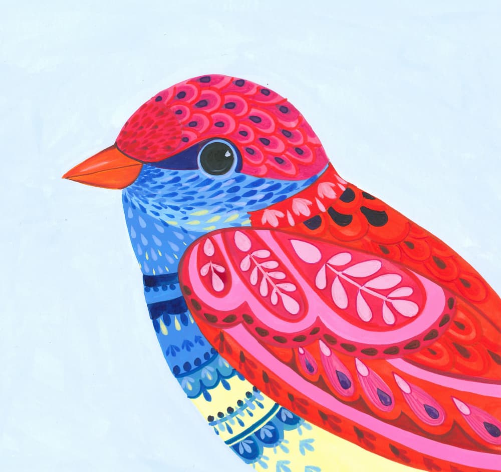 Colored Bird With Intricate Patterns by Isabelle Brent — canvas wall art