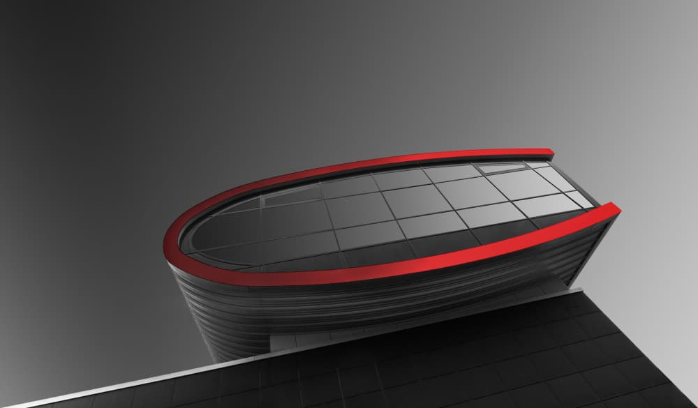 Sleek Red Architecture by Rolf Endermann — canvas wall art