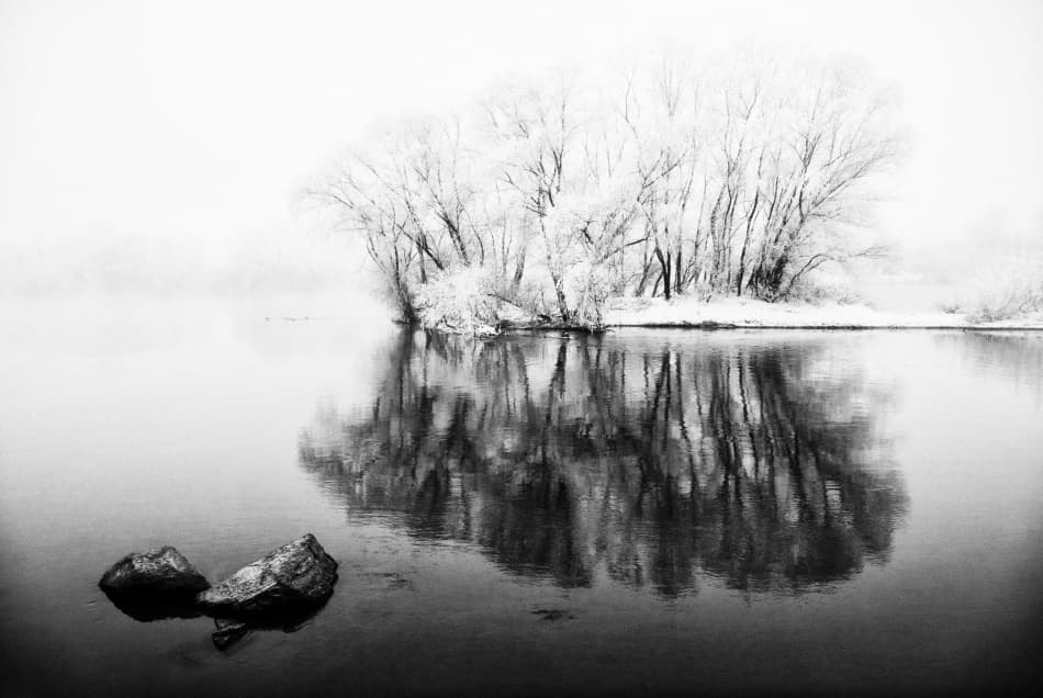 Serene Winter Reflection by Codrin Lupei — canvas wall art
