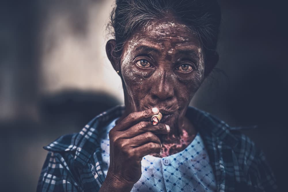 Intense Smoker Portrait by Marco Tagliarino — canvas wall art