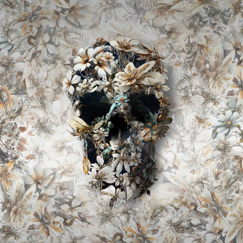 Floral Skull Elegance by Ali Gulec — canvas wall art