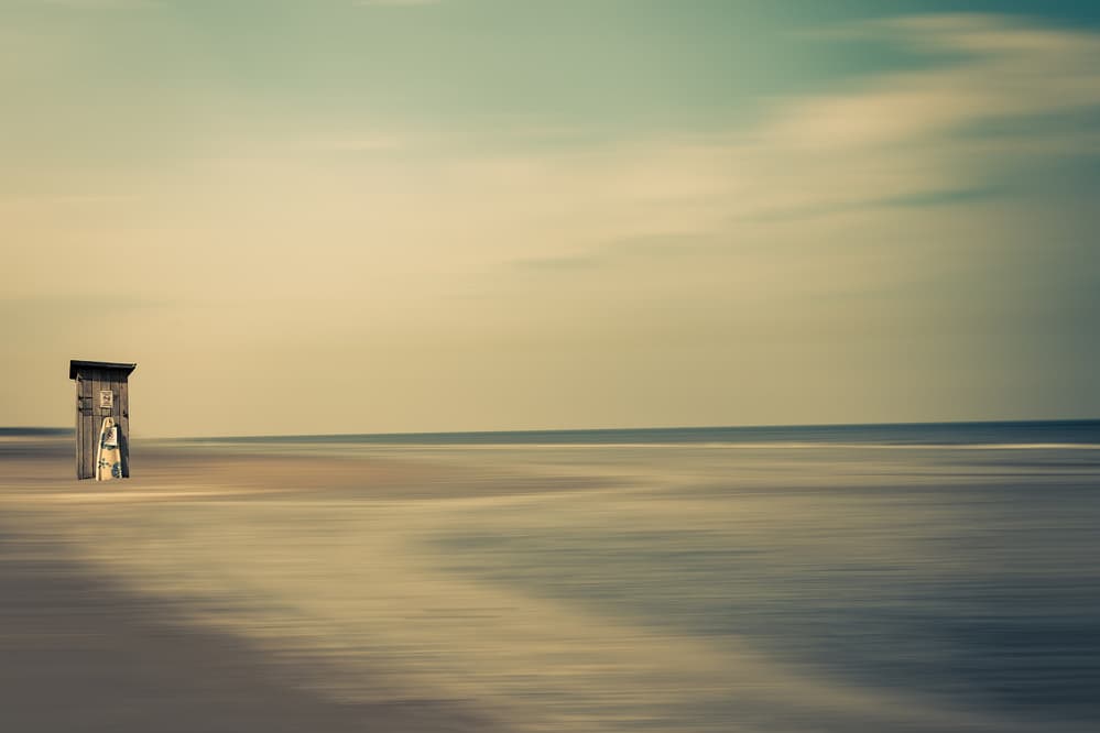 Lonely Beach Hut by Bernardine de Laat — canvas wall art
