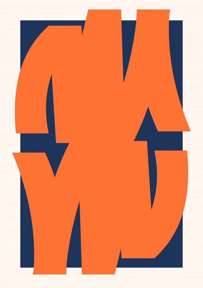 Bold Blue Orange Shapes by RS LAB STUDIO — canvas wall art