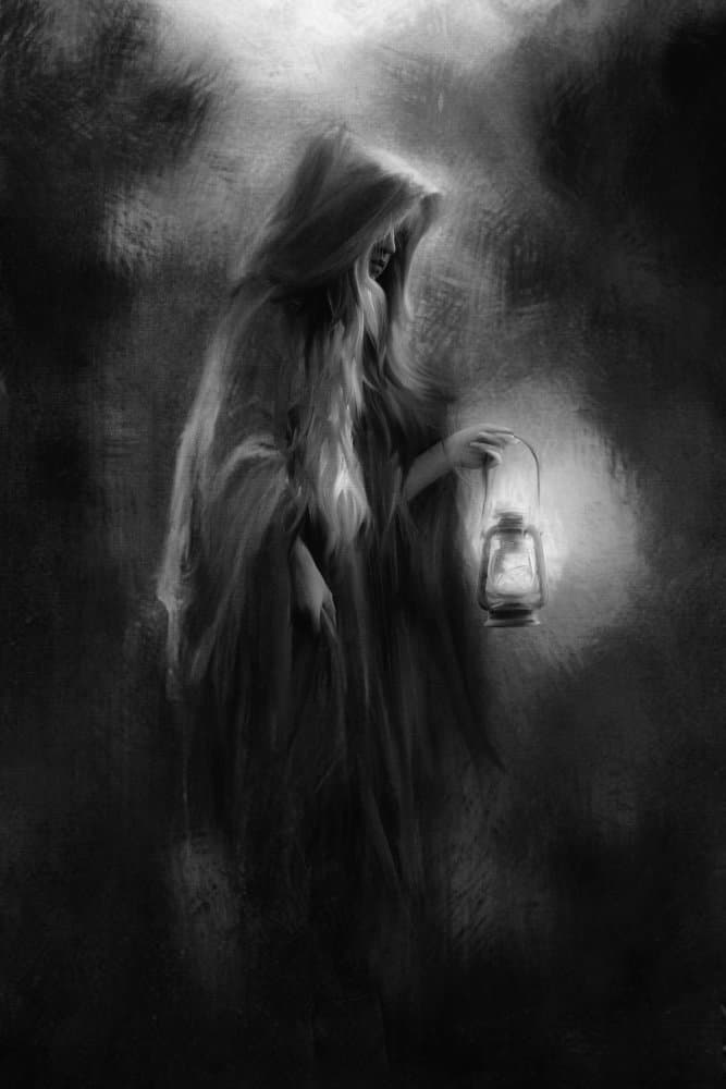Mysterious Lantern Bearer by Charlaine Gerber — canvas wall art