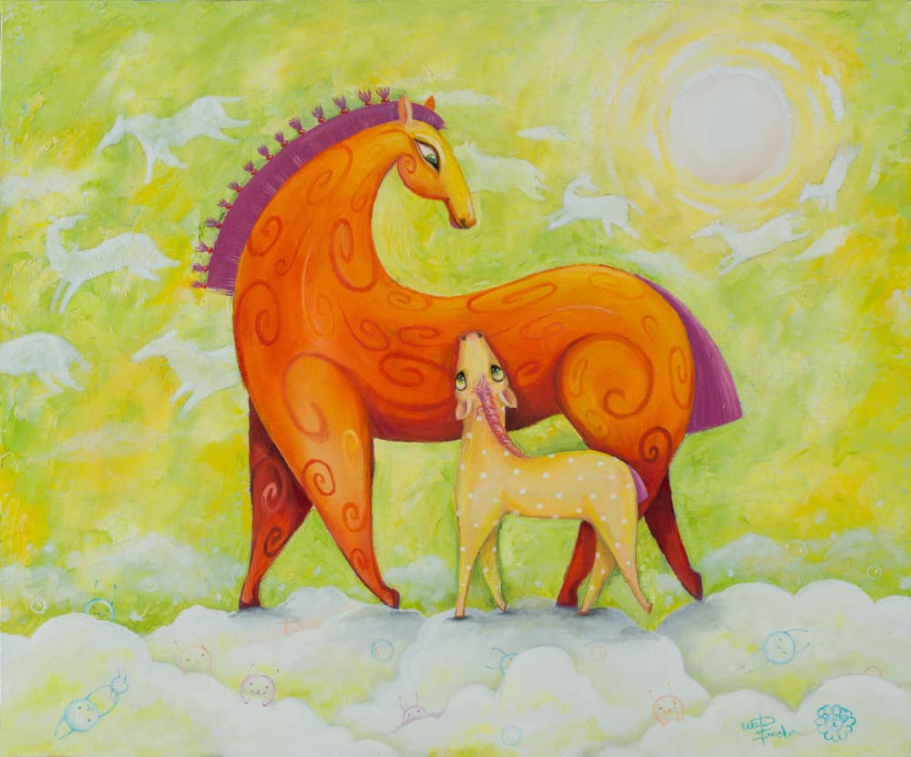 Magical Horse Family by Aleksandra Paranchenko — canvas wall art