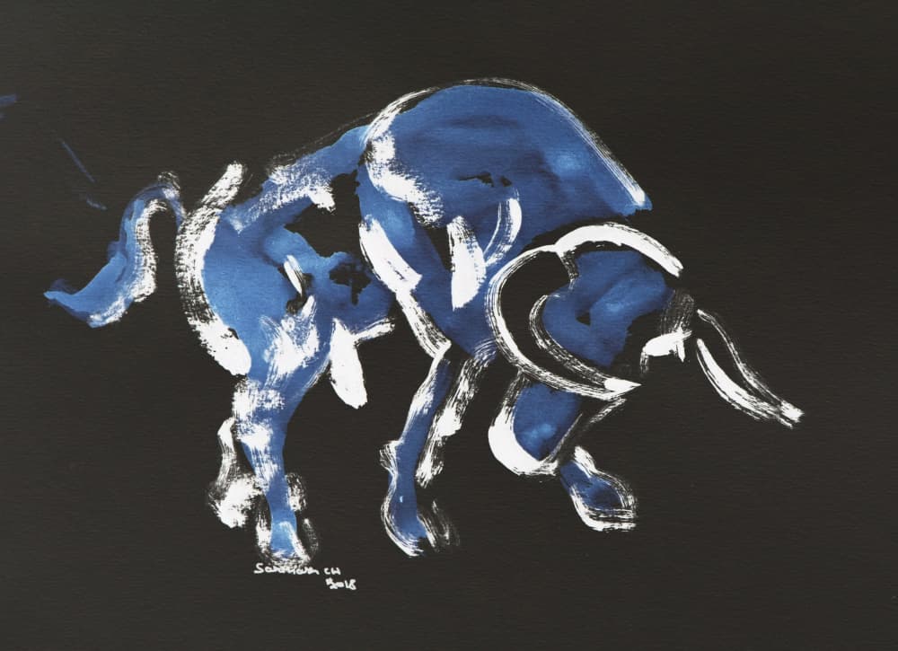 Powerful Blue Bull by Santhosh ch — canvas wall art